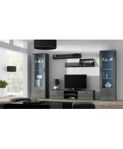 Cama Meble SOHO 4 set (RTV180 cabinet + 2x S1 cabinet + shelves) Gloss grey/grey