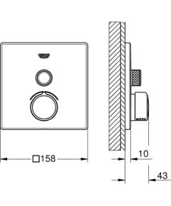 Grohe iebūvējamā dušas maisītāja SmartControl virsapmetuma daļa, ar 1 izeju, hroms