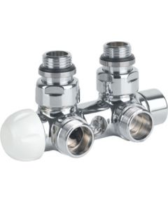 Carlo Poletti Rad. dubultbloks Twinvalve Thermo 1/2` x 24-19, 90°, hromēts, bez termogalvas (50mm)