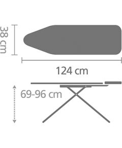 Brabantia gludināmais dēlis B, 1240x380 mm, 22 mm rāmis, titan oval