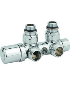 Carlo Poletti Rad. dubultbloks Twinvalve Thermo 1/2` x 24-19, 90°, hromēts (50mm)