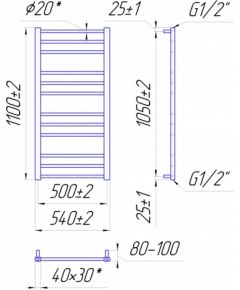 Mario dvieļu žāvētājs Premium Classic 1100х540/500 mm, nerūdējošais tērauds##