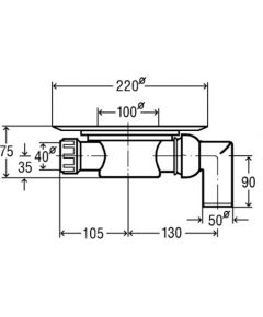 Viega traps 100x100mm DN50 horiz.ar 90° (557126)