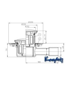 HL traps DN50 &quot;Primus&quot;, D133mm, apaļa ieplūde