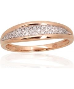 Золотое кольцо #1101116(Au-R+PRh-W)_DI, Красное Золото	585°, родий (покрытие) , Бриллианты (0,12Ct), Размер: 17.5, 2.59 гр.
