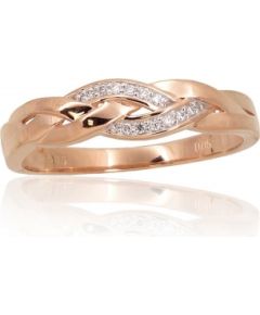 Золотое кольцо #1101115(Au-R+PRh-W)_DI, Красное Золото	585°, родий (покрытие) , Бриллианты (0,05Ct), Размер: 18.5, 2.42 гр.