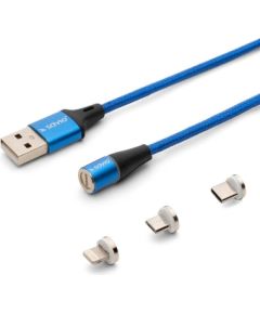 Savio CL-154 USB cable 1 m USB 2.0 USB C Micro USB A/Lightning Blue