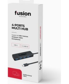 Разветвитель Fusion USB-C на 4 x USB 3.0 5 Гбит/с, черный (EU Blister)