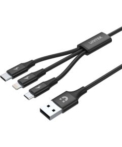 UNITEK C14049BK USB cable 1.2 m USB 2.0 USB C Micro-USB B/Lightning Black