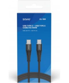 Savio CL-160 USB cable 2 m USB 2.0 USB C - USB C Black