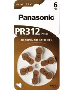 Augstas kvalitātes baterijas dzirdes aparātiem.Panasonic baterija PR312L/6DC