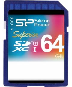 Silicon Power карта памяти SDXC 64GB Superior UHS-I U3