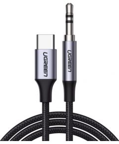 Ugreen stereo audio AUX cable 3,5 mm mini jack - USB Type C for smartphone 1 m black (CM450 20192)