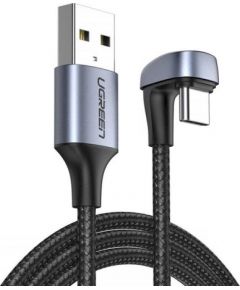 Ugreen Nylon Braided USB - USB Type C angled cable 1 m 3 A for players gamers gray (70313)