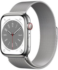 Apple Watch 8 GPS + Cellular 45mm Stainless Steel Milanese Loop, silver (MNKJ3EL/A)