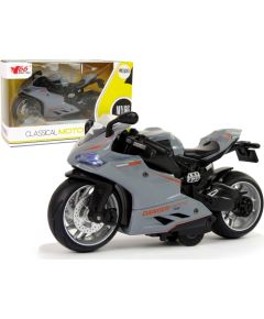 Rotaļlietu sporta motocikls, 1:12, pelēks