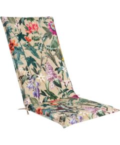 Покрытие для стула со спинкой AMAZONIA 48x115x4,5см, с оборкой для стула 7 поз, цветы/ бежевая ткань