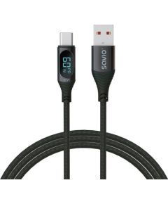 SAVIO USB - USB-C cable with display, CL-172, 1 m, black