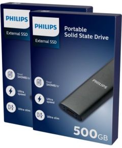 Philips External SSD 500GB Ultra speed Space grey