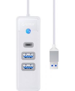 Orico Hub Adapter USB to 2x USB 3.0 + USB-C, 5 Gbps, 0.15m (White)