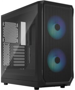 Fractal Design Focus 2 RGB Black TG Clear Tint, Midi Tower, Power supply included No