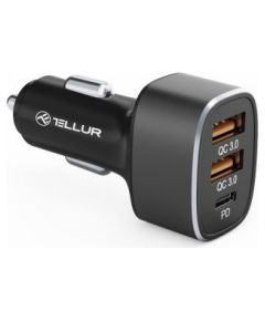 Tellur Car Charger FCC9, 56W, 9A (2XQC 3.0 + PD20W) black