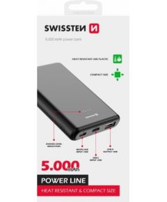 Swissten Line Power Banka Ārējās Uzlādes Baterija USB / USB-C / Micro USB / 10W / 5000 mAh