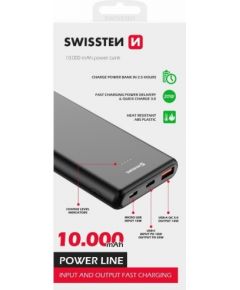 Swissten Line Power Bank Переносная зарядная батарея USB / USB-C / Micro USB / 20W / 10000 mAh