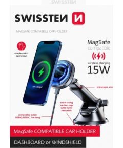 Swissten Магнитный автомобильный держатель 15W (MagSafe compatible)