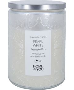 Свеча в стеклянной банке ROMANTIC TIMES H11см, жемчужно-белая