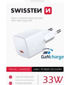 Swissten GaN Mini Tīkla Lādētājs USB-C 33W PD