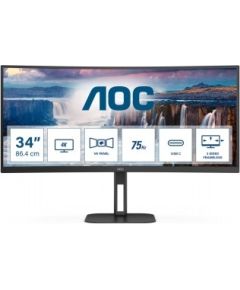 AOC CU34V5C 34" UWQHD VA CURVED HAS DP/HDMI/USB-C PD 65W