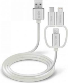 3 In 1 Charging Cable 1.2m By SBS White