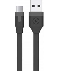 Flat Type-C Cable USB 2.0 2M 3A By Muvit Black