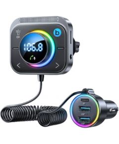 FM transmitter for Joyroom JR-CL18, 2x USB + USB-C, 30W (silver)