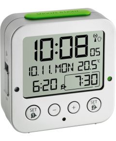 TFA Digital radio alarm clock with temperature BINGO (silver/green)