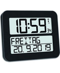 TFA Digital radio clock TIMELINE MAX, wall clock (black)
