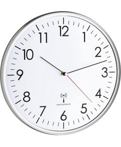 TFA Analogue radio controlled wall clock (white/silver)