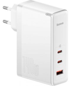Baseus GaN5 Pro wall charger 2xUSB-C + USB, 140W (white)