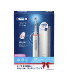 BRAUN Pro3 el.zobu birste, Sensitive, Balta (D505.513.3X.SENSI) GIFT BOX