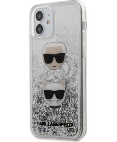 Karl Lagerfeld KLHCP12SKCGLSL Liquid Glitter 2 Heads Cover Чехол для Apple iPhone 12 Mini Серебряный