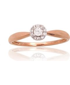 Золотое кольцо #1101050(Au-R+PRh-W)_DI, Красное Золото	585°, родий (покрытие) , Бриллианты (0,08Ct), Размер: 18, 1.46 гр.