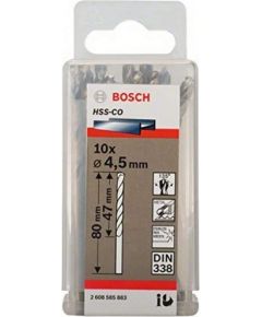 Bosch metal twist drill HSS-Co, DIN 338, 4.5mm (10 pieces, working length 47mm)