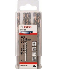 Bosch metal twist drill HSS-Co, DIN 338, 5.5mm (10 pieces, working length 57mm)