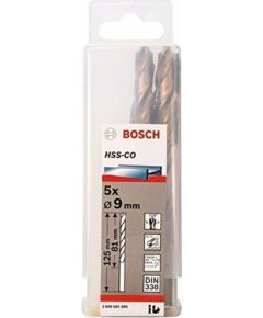 Bosch Metal twist drill HSS-Co, DIN 338,  9.0mm (5 pieces, working length 81mm)