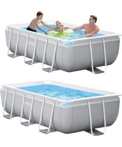 Intex Frame Pool Set Prism Quadra 300 x 175 x 80cm, swimming pool (light grey/blue, cartridge filter system ECO 604G)