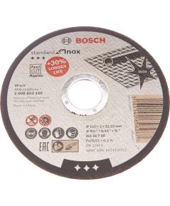 Bosch cutting disc Standard for Inox, Rapido, 115x1mm box (10 pieces, WA 60 T BF)