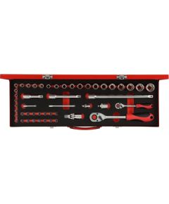 Gedore Red socket set 1/4 "+ 1/2", 49 pieces (red, with 2 switching creaking, SW 4mm - 24mm)