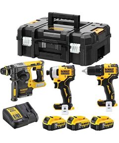 DeWalt cordless screwdriver combo pack DCK377P3T, 18 Volt Impact Drill (yellow / black, 3 cordless tools, 3x Li-ion battery 5.0 Ah XR, 2x T STAK-Box II)