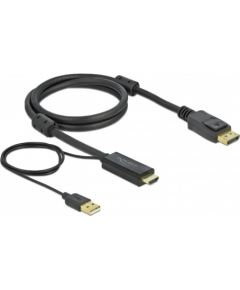 DELOCK HDMI M DisplayPort M 4K cable 2m powered by USB A M black